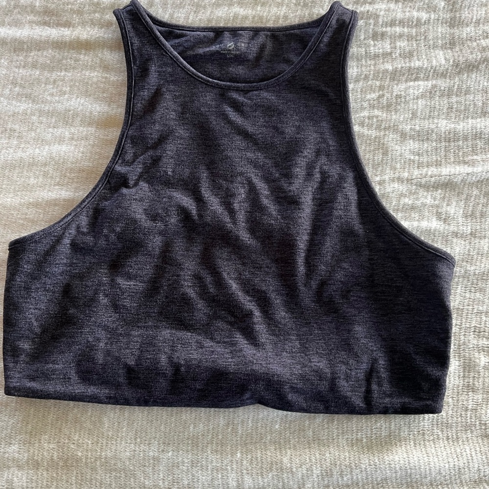 Lou & Grey Black Fitted Crop Tank Top